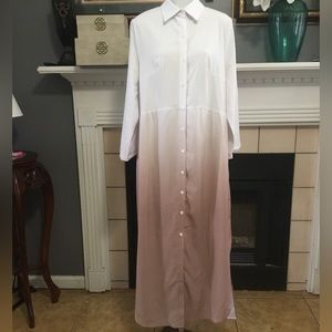 Xpluswear Ombré Shirt Dress Long + Roll up button Sleeves